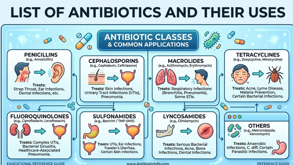 List Of Common Antibiotics and Their Uses