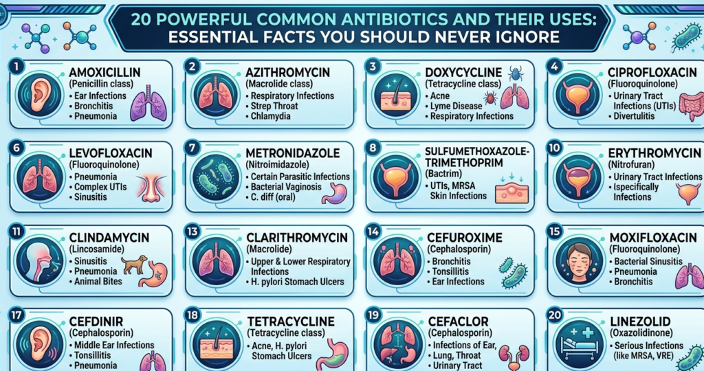 List Of Common Antibiotics and Their Uses
